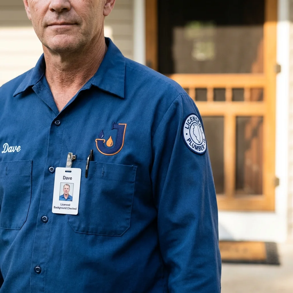 Licensed plumber showing ID badge in Tionesta, PA