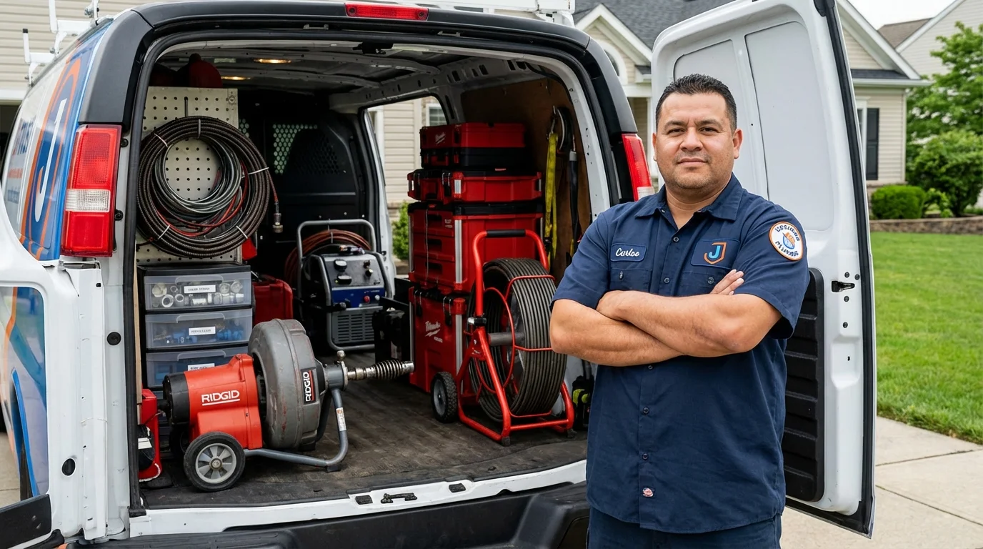 Professional drain cleaning equipment and Johns Plumbing LLC plumber in Tionesta