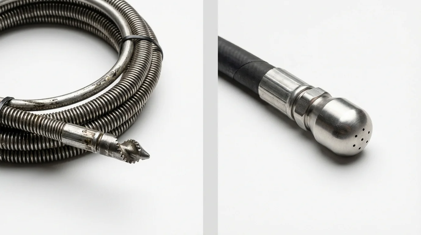 Drain snake cable and hydro jetting nozzle used for drain cleaning in Tionesta, PA