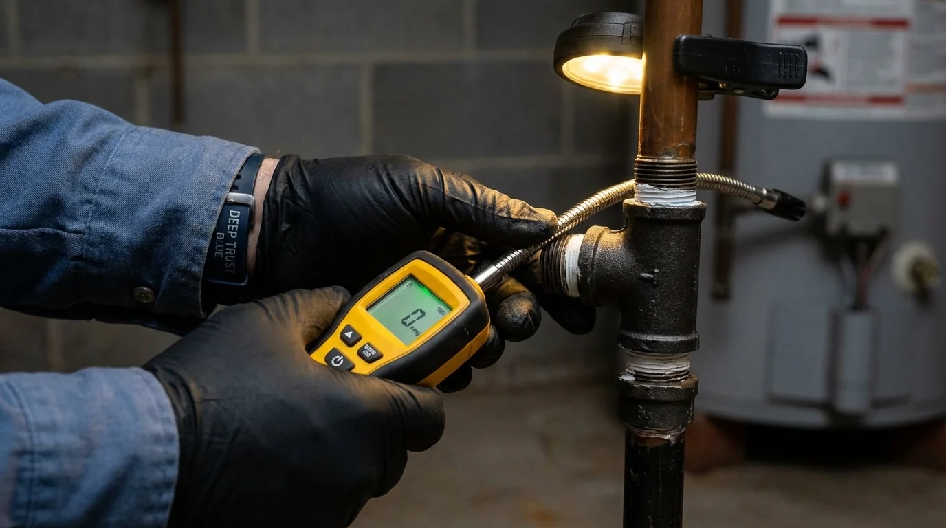 Gas leak detection with electronic sniffer by Johns Plumbing LLC in Tionesta