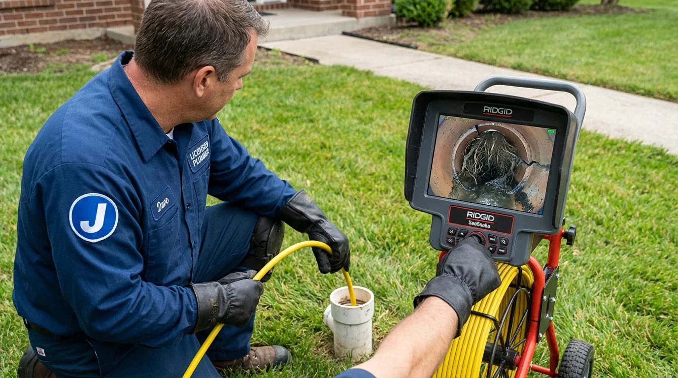 Sewer camera inspection being performed by Johns Plumbing LLC in Tionesta